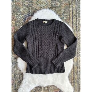 Royal Robbins Wool Blend Women's Charcoal Speckled Cable Knit Sweater Size Small